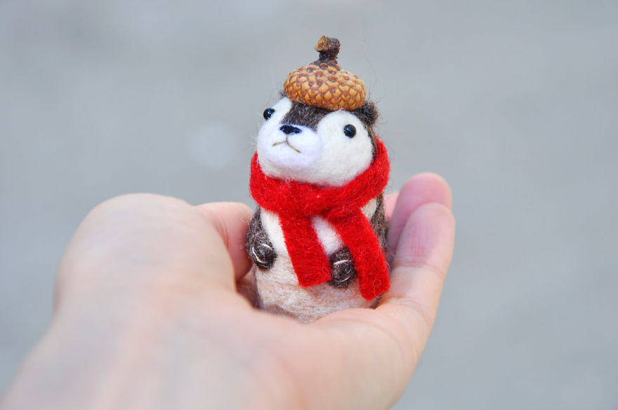 I Made Tiny Berets For My Needle Felted Animal Ornaments