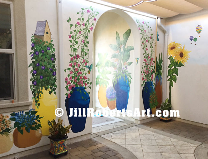 I Paint Murals For Clients Who Are Tired Of Their Potted Plants Dying.