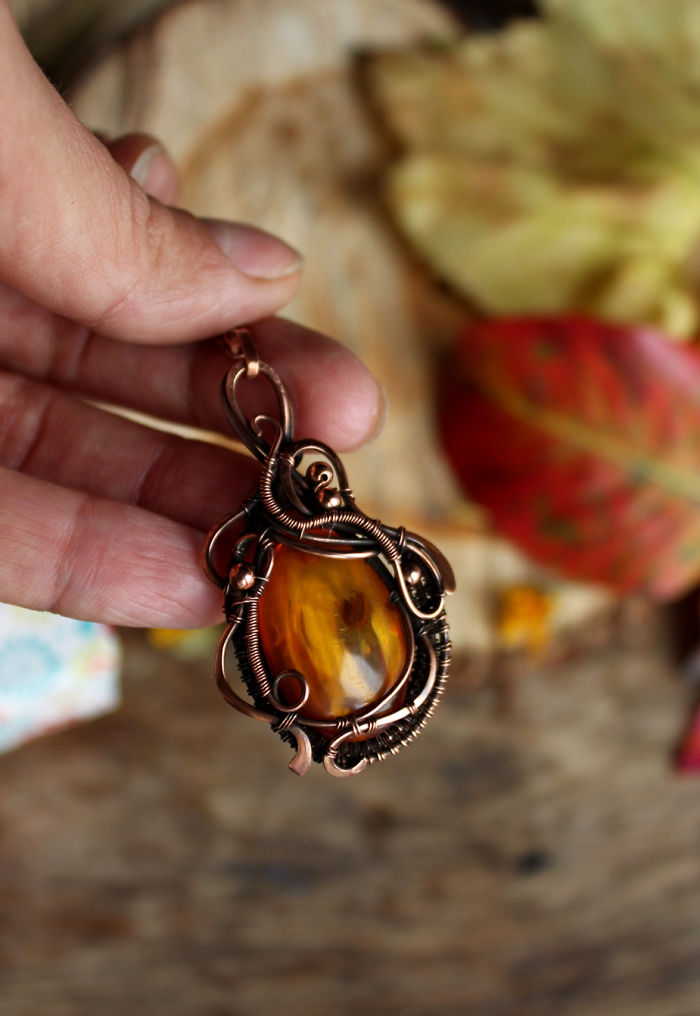 Wire Wrapped Amber