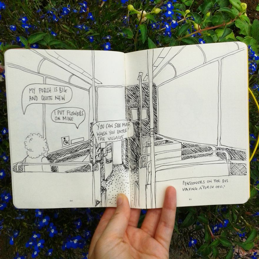I Draw The Conversations And People That I Ride The Bus With