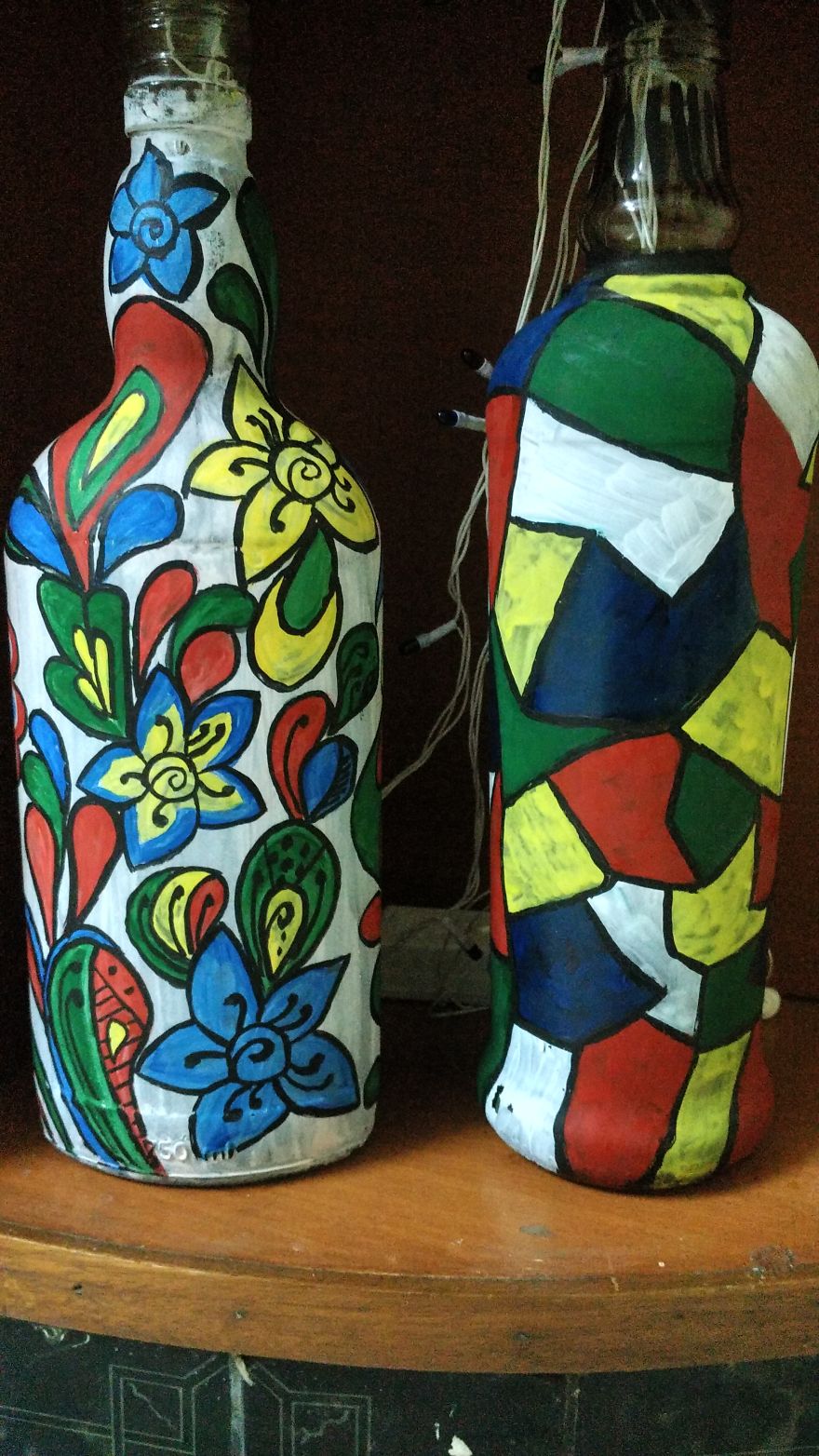Started Learning Wine Bottle Painting. Here Is Some Of Them
