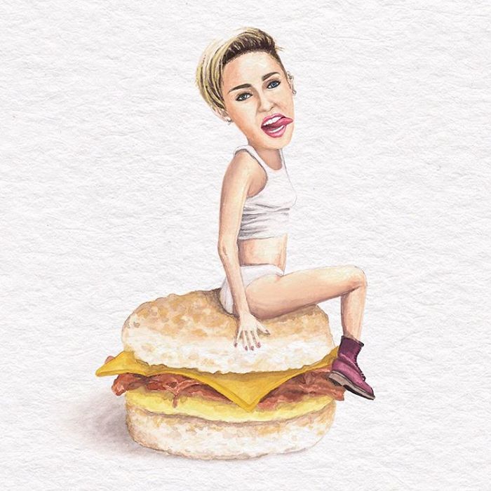 Miley Cyrus On A Bacon, Egg, And Cheese