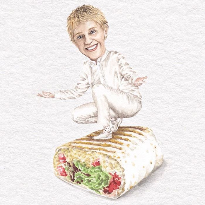 Ellen DeGeneres On A Grilled Veggie Wrap