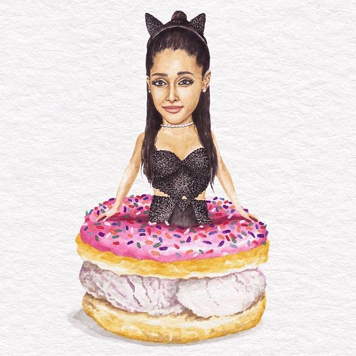 Ariana Grande On A Donut Ice Cream Sandwich