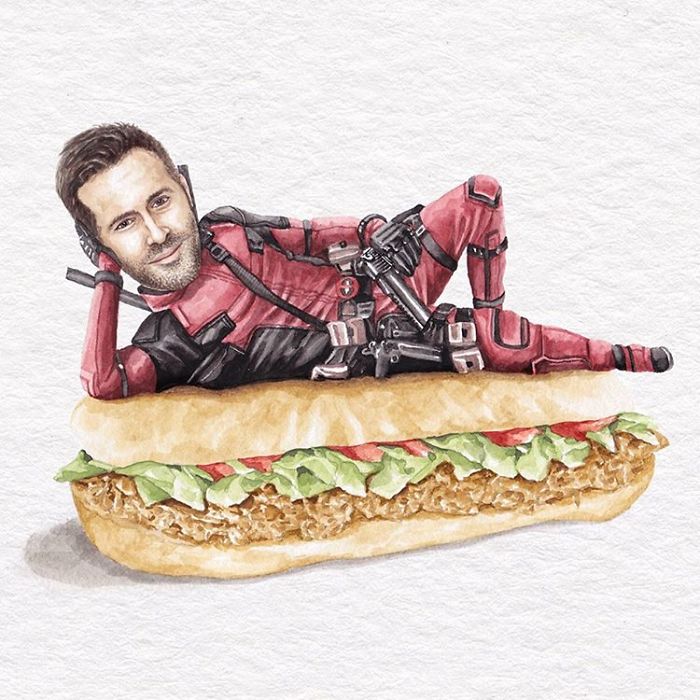 Ryan Reynolds On A Chimichanga Sandwich