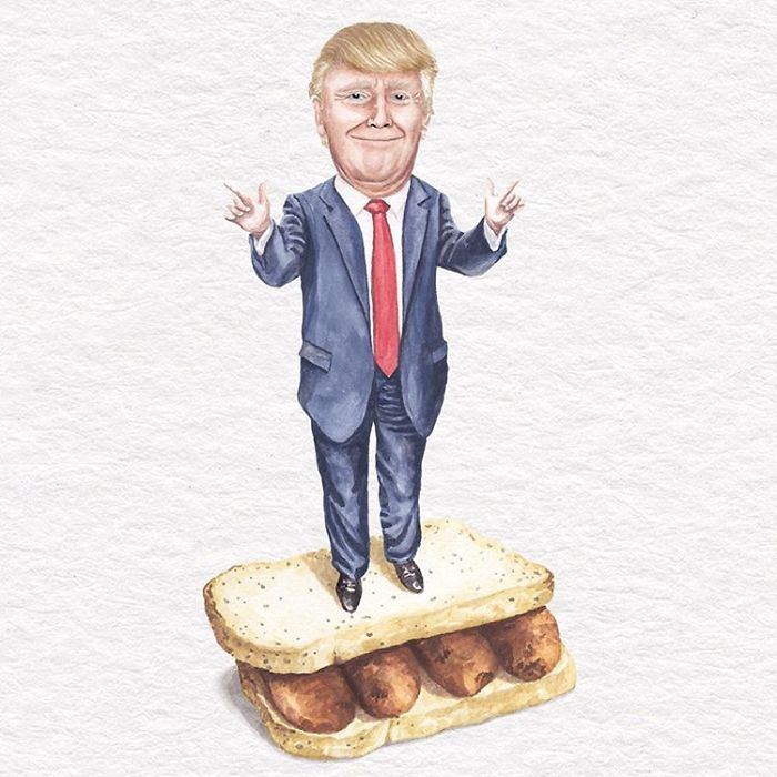 Donald Trump On A Grilled Sausage Sandwich
