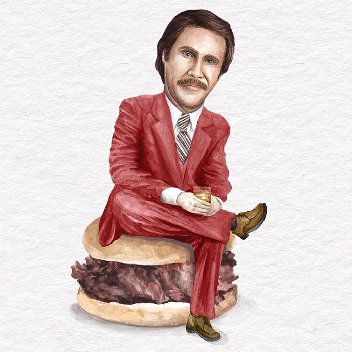 Will Ferrell As Ron Burgundy On A BBQ Brisket Sandwich