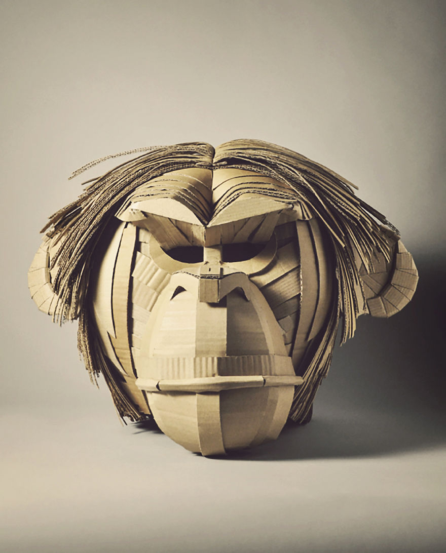 I Created A Monkey Head From Cardboard