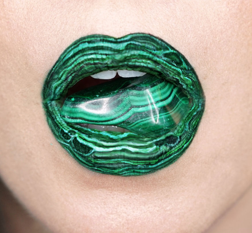 Make-Up Artist Uses Gemstones As Lip Art Inspiration