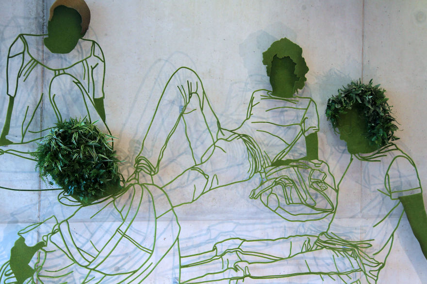 Grow - An Indoor Drawing In Steel From Live Plants And Steel