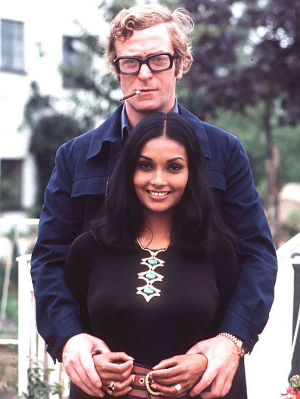 40-Year-Old Michael Caine With His Second Wife Shakira, 1973