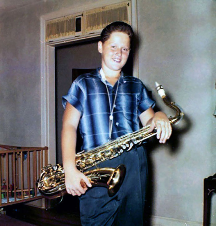 12-Year-Old Bill Clinton With His Saxophone, 1958