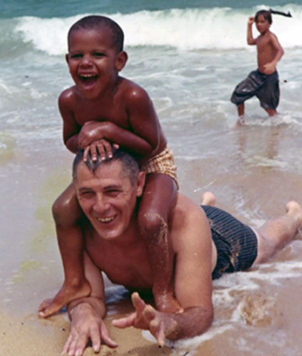 4-Year-Old Barack Obama At The Beach With His Grandfather
