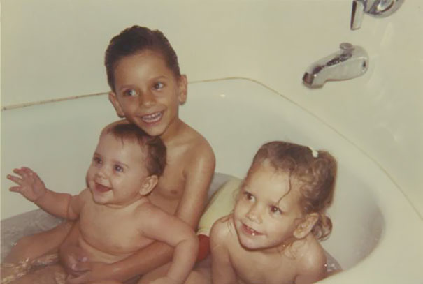 Baby John Stamos Taking A Bath With His Sisters