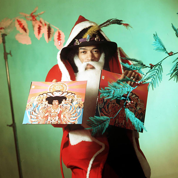 Jimi Hendrix Dressed As A Santa Claus For A Vintage Advert, 1967