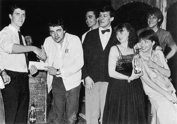 Young Hugh Laurie, Rowan Atkinson, Tony Slattery, Stephen Fry, Penny Dwyer, Emma Thompson And Paul Shearer Winning The First Perrier Comedy Awards, 1981