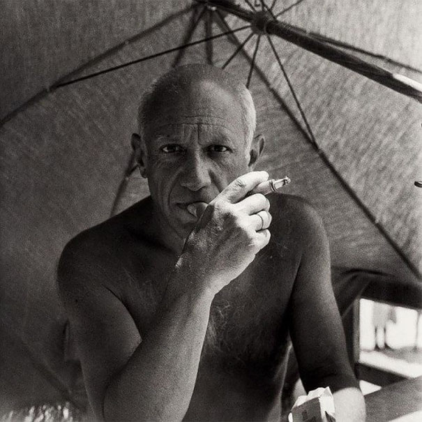 Pablo Picasso Smoking A Cigarette On The Beach, 1947