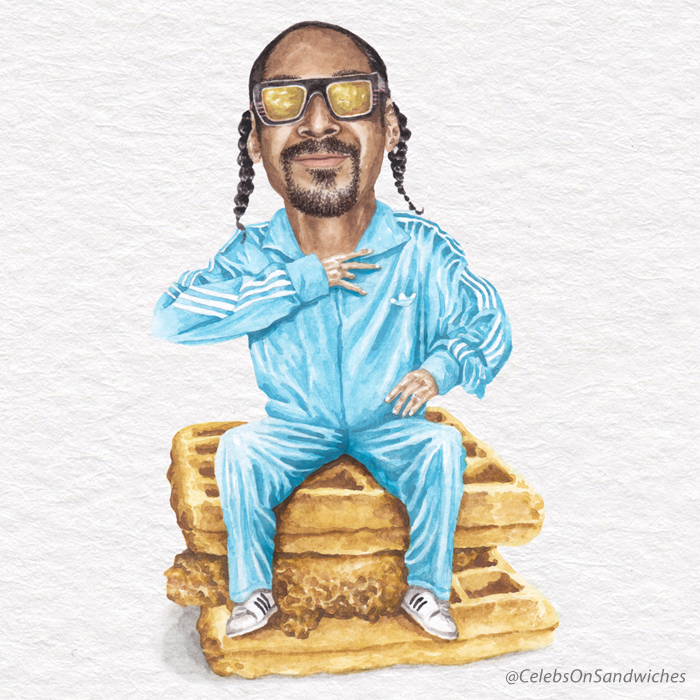 Snoop Dogg On A Fried Chicken And Waffle Sandwich