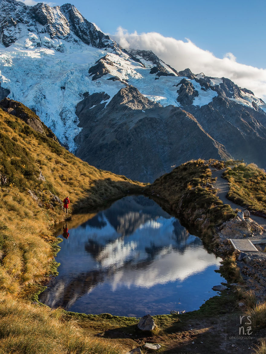 Mount Sefton Reflecting In The Sealy Tarns, Mount Cook National Park