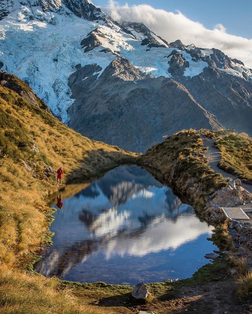 Exploring The Sealy Tarns, High Up In Mount Cook National Park