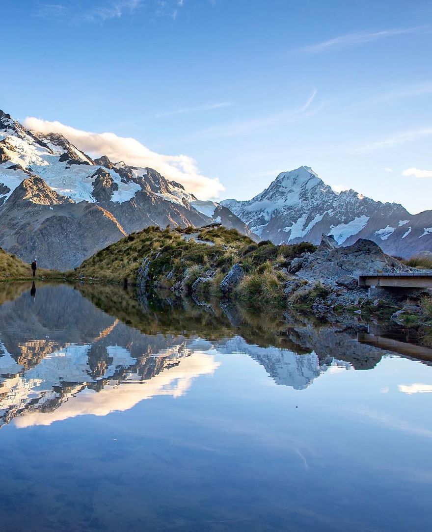 Early Mornin Mirrors High Up With Mighty Mount Cook