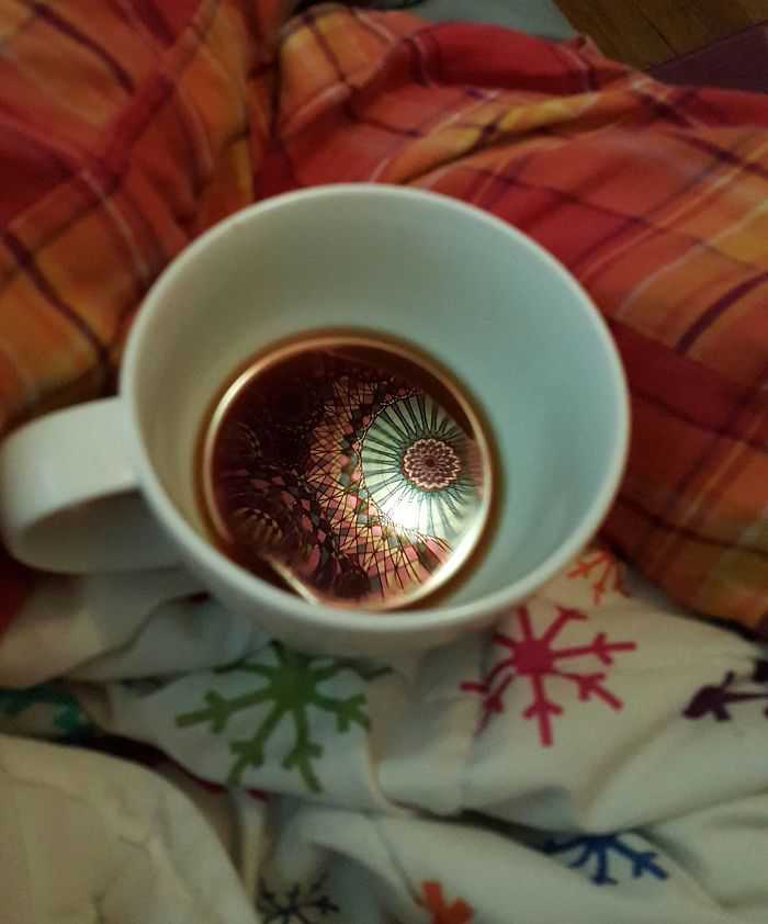 The Tapestry Above My Bed Made A Pretty Sweet Reflection In My Coffee This Morning