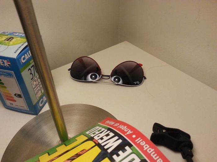 The Reflection Of A Lamp In My Sunglasses Made It Look Like Someone Was Watching Me