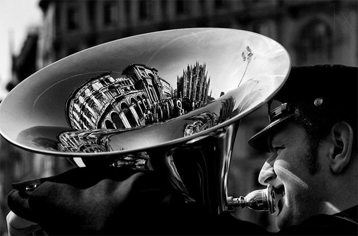 The Reflection Of Milan Cathedral In French Horn