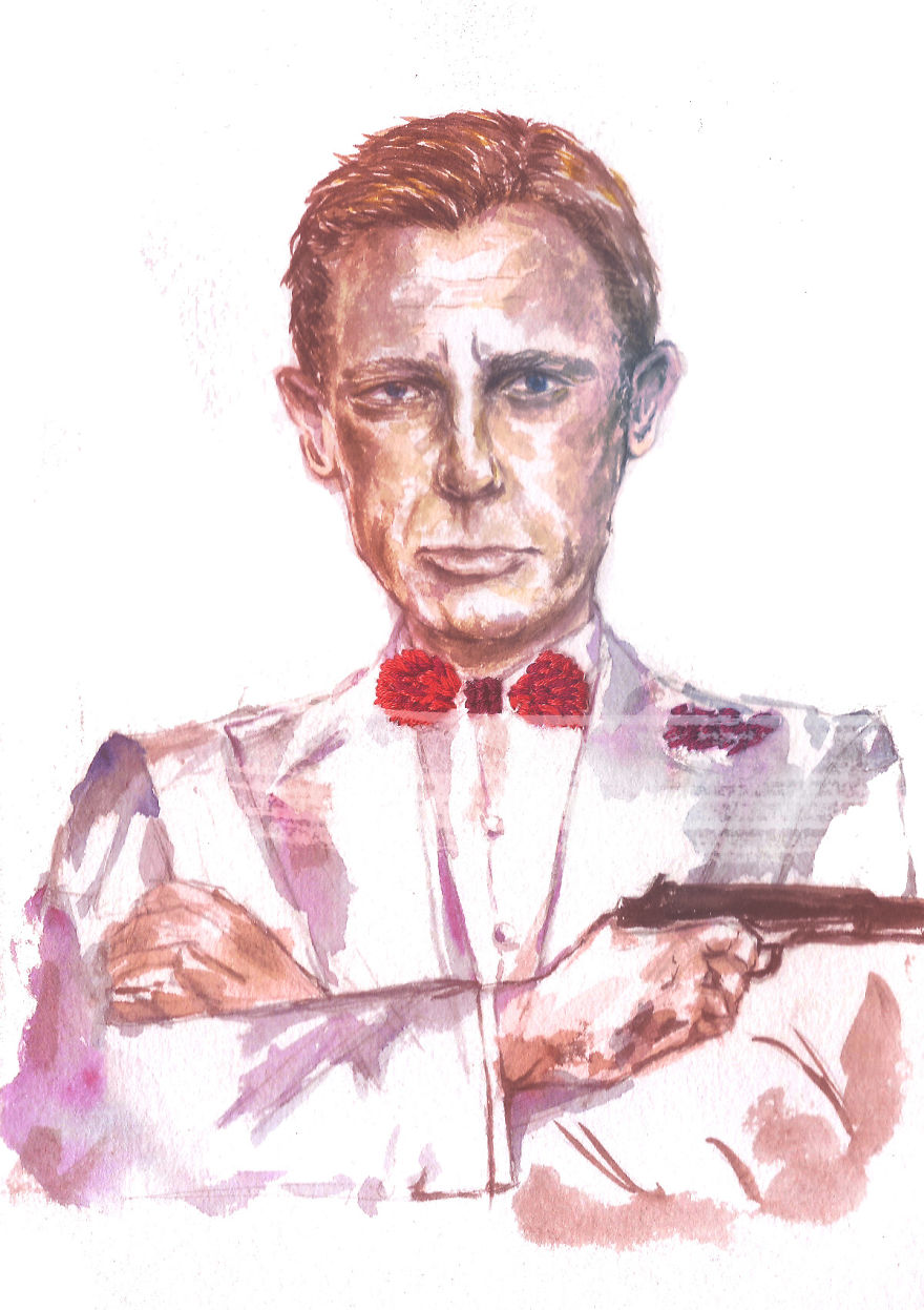 I Draw A Series Of Portraits By Watercolor And Flower Thread