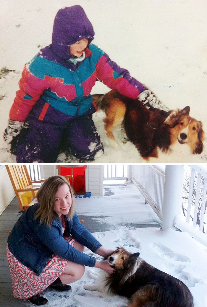 My Girlfriend And Her First Dog. 11 Years Apart