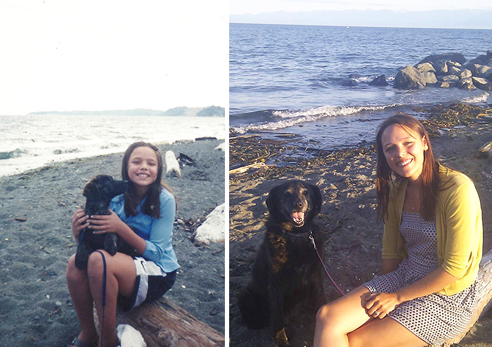 My Wife And Her Dog, Same Place, 13 Years Apart