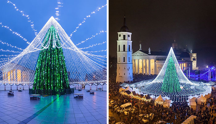 Unique Christmas Tree Illuminated By 50,000 Lightbulbs Opens Festive Season In Vilnius