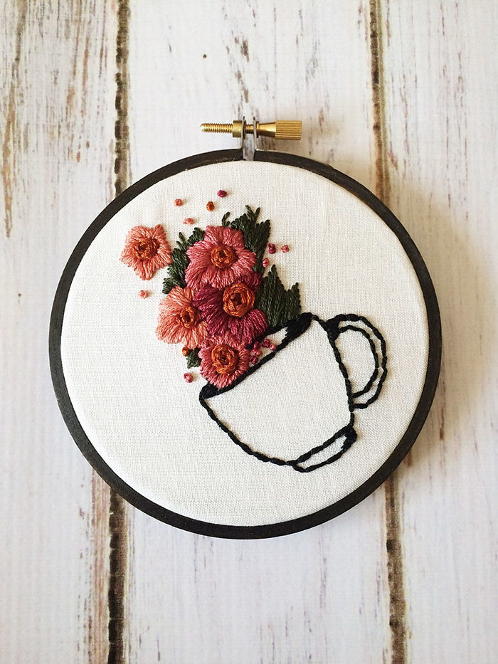 Coffee Floral Embroidery