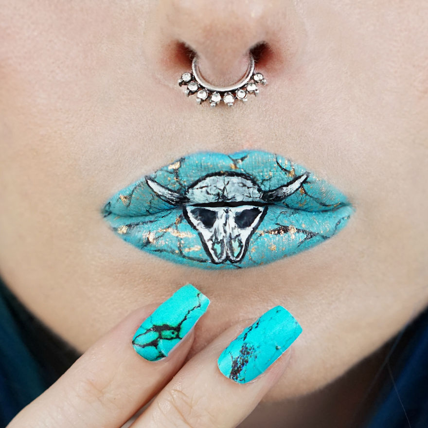 Make-Up Artist Uses Gemstones As Lip Art Inspiration