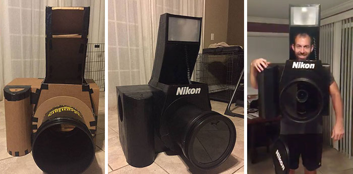 Guy Makes Fully-Functional Nikon Camera Halloween Costume, Spends Whole Evening Taking Pics