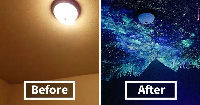 Woman Creates Glow-In-The-Dark Galaxy Painting For Boy Who Couldn’t Fall Asleep, Here’s His Reaction