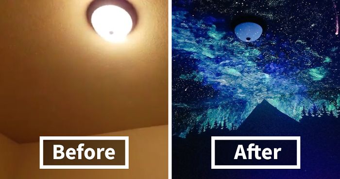 Woman Creates Glow In The Dark Galaxy Painting For Boy Who