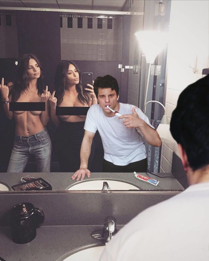 Kim And Emrata, I Know You Don't Know What To Wear Lol, But Uhmm... I'm Trying To Brush My Teeth Here. You Know? Thanks