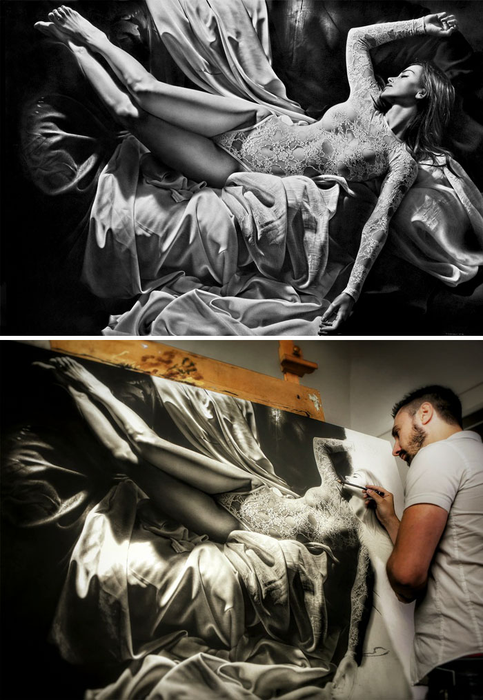 Charcoal And Graphite Drawing By Emanuele Dascanio