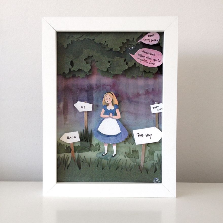 I Made Some Original Alice In Wonderland Papercut And Watercolor Artworks