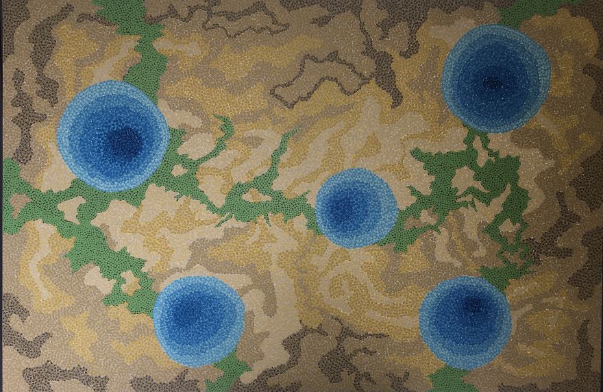 Textured And Transparent; These Dot Paintings Encourage Light And Canvas Through Thousands Of Layered Dots