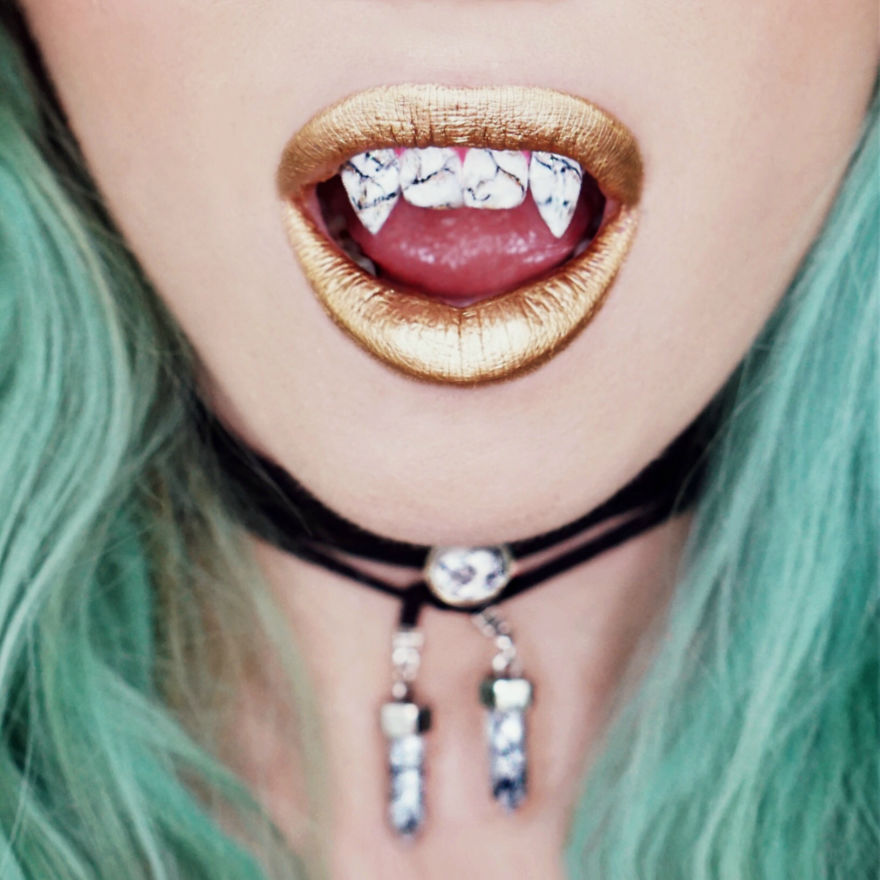 Make-Up Artist Uses Gemstones As Lip Art Inspiration
