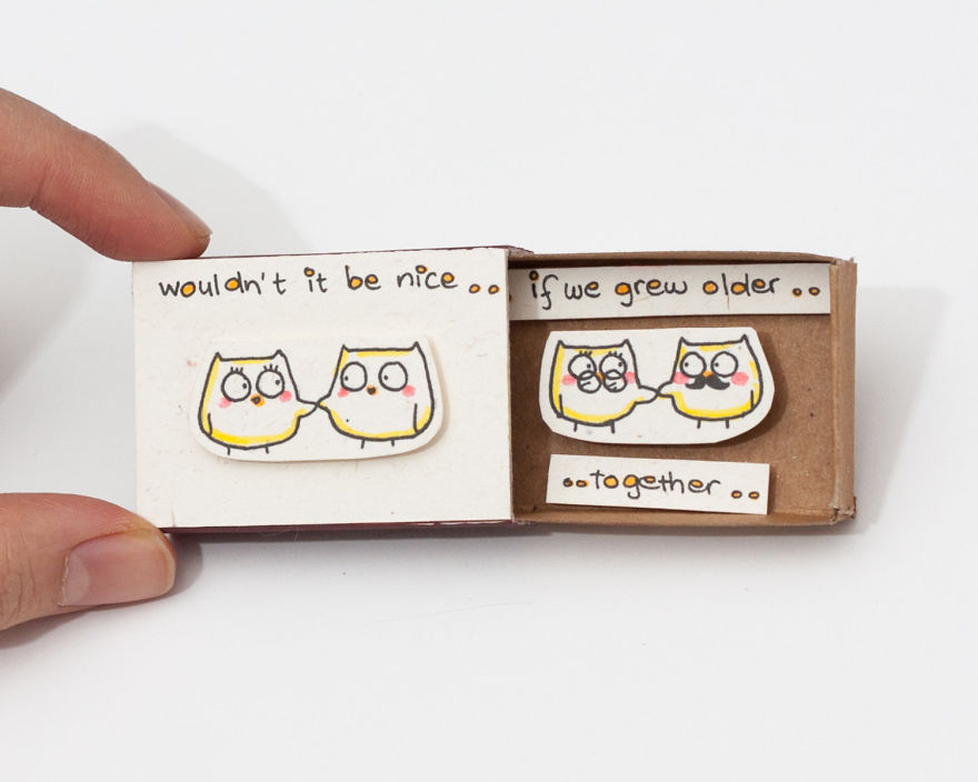 Owl "If we grew older together" Love Matchbox Card