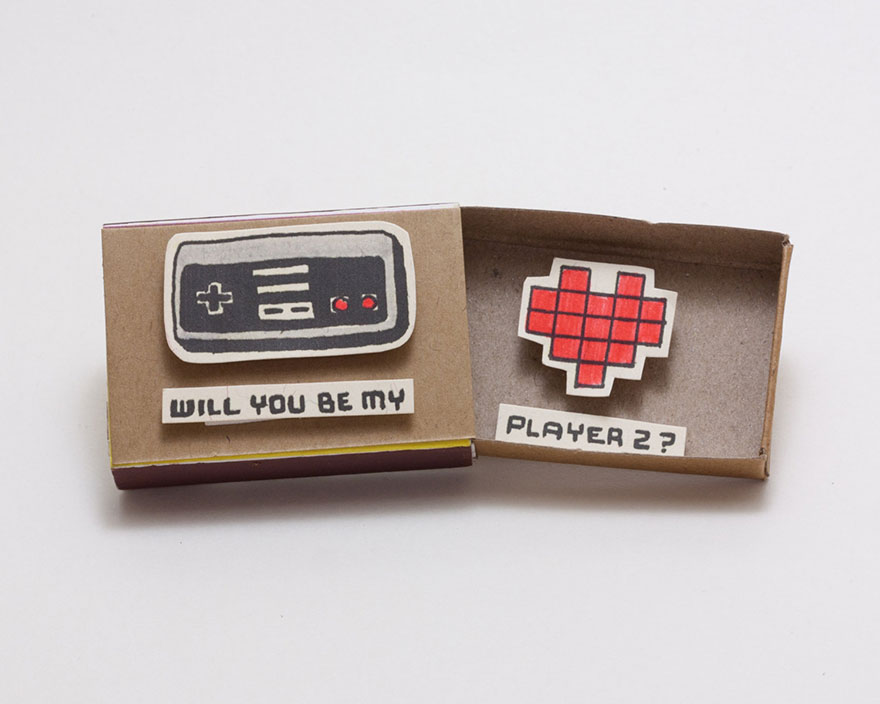 Gamer Console "Will you be my Player 2?" Love Matchbox Card