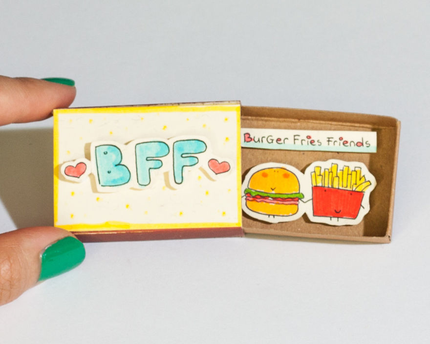 BFF Friendship "Burger & Fries Friends" Foodie Matchbox Card