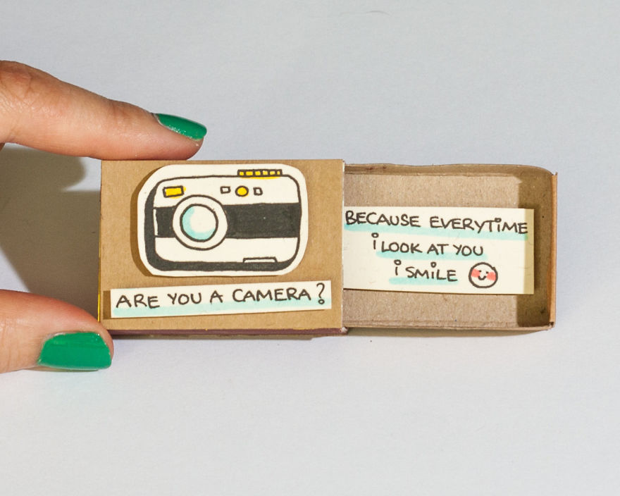 Camera "Every time I look at you I smile" Matchbox Card