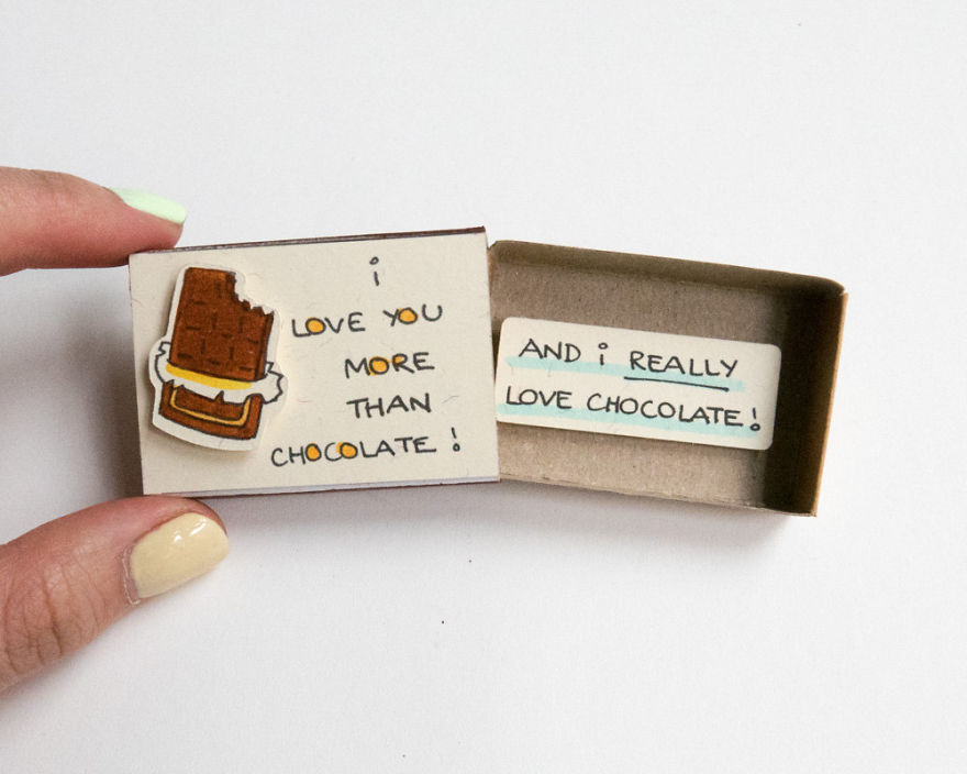 Foodie "I love you more than Chocolate" Matchbox Card