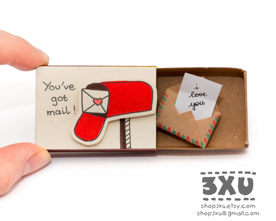 "You've got mail" Love Matchbox Card