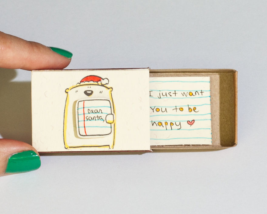 Christmas Matchbox Card "Dear Santa, I just want you to be happy"