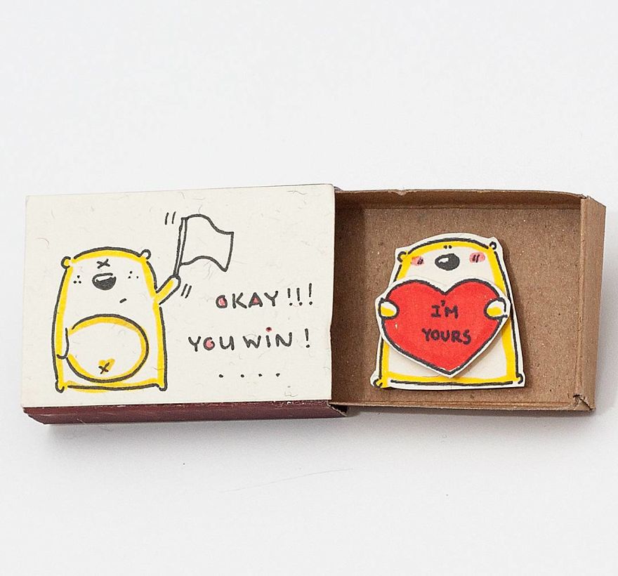 "Okay you win - I'm Yours" Love Matchbox Card
